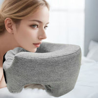 Contoured Face Sleeping Pillow Adjustable U-Shaped Pillow with Open Center Compact Textured for Travelers
