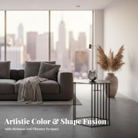Nordic design Hexagonal Wireframe Table utilitarian Aesthetic Living Room Furniture Geometric Design Multi-Functional for Interior Designers, Homeowners, Office Workers, Bedroom, Small Spaces, Lounge Area, Balcony