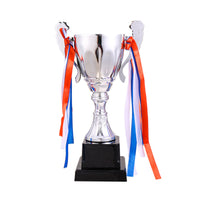 Shiny Trophy with Ribbons Polished Cup Trophy Reflective Award Cup with Base Decorative for Sports Competitions, Dance Showcases