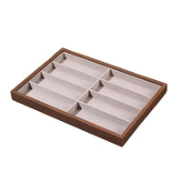 Eyeglasses Display Tray Wood-Grain Display Tray with 8 Compartments Sunglasses Organizer Soft Lined for Collectors, Dresser