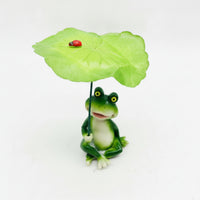 Painted Finish Resin Frog Ornament Small Frog Figurine Decorative Outdoor Decoration Micro-Landscape for Balcony, Courtyard