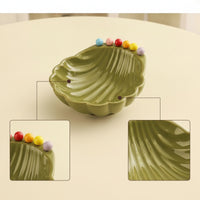 Bowl with Shell Shape Ribbed Shell Bowl with Forks Decorative for Hosts, Tabletop Display, Home Entertaining, Living Room