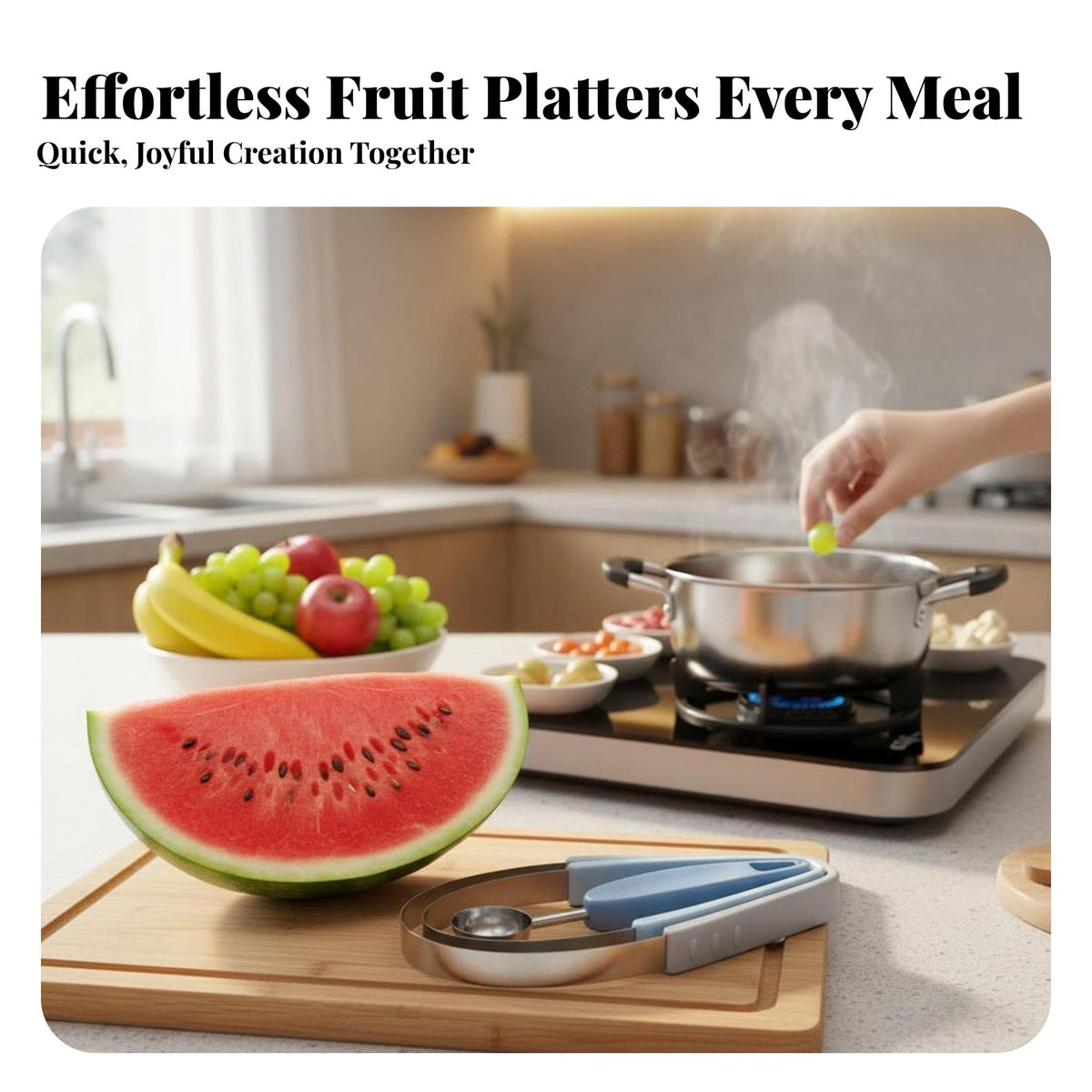 3 Pieces Fruit Baller Ladle Set Multifunctional Fruit Spoon and Divider Set Water Fruit Spoon Tool Stainless Steel for Cafes