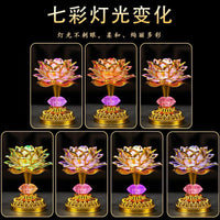 Colorful Lotus LED Electronic Buddha Lamp, Rechargeable, for Home Use