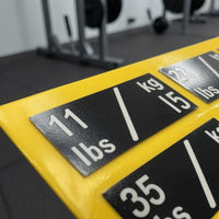 Pounds and Kilograms Weight Stack Label Sheet Two-Column Layout Weight Label Sticker Sheet Yellow Border for Gym