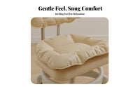 Cushi Single D Caster Stool with Backrest 360-Degree Swivel for Living Room