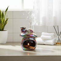 Multi-Functional Iridescent Fungus Incense Holder Ceramic Fungus Smudge Burner House Decoration for Meditation Practitioners