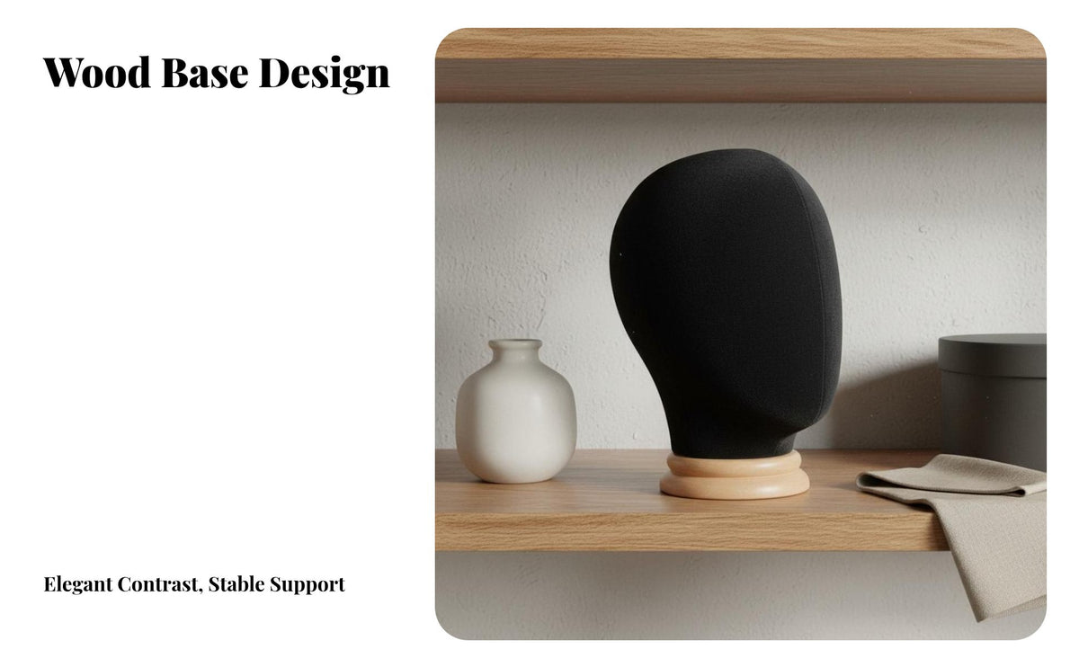 Velvet Hat Display Stand Versatile Velvet Display Head Elegant Design Wooden Base Hat Mannequin for Shop Owners, Retail Store, Closet Organization