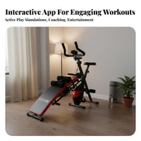 Resistance Multifunctional Exercise Bike Quiet Operation Stationary Bike Sit-up Bench Space Saving All-in-Single Home Workout Machine Adjustable Seat and Backrest for Men, Women