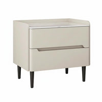 Sintered Stone Top Nightstand with Drawers Modern Design 2-Drawer End Table Ample Storage Bedside Cabinet Space-Saving for Homeowners, Renters, Students, Small Spaces, Apartment, College Dorm, Living Room