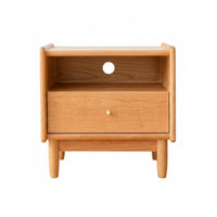 Nordic Design Nightstand with Rattan Drawer Minimalist Aesthetic Rattan Drawer Bedside Cabinet Japanese aesthetic End Table sturdy Wood Legs for Apartment Dwellers, Homeowners, Students, Bedroom, Small Spaces, Dorm Room, Home Office