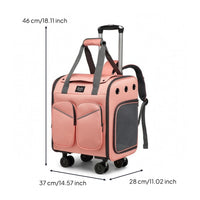Telescoping Handle Suitcase-Style Pet Carrier Mesh Ventilation Rolling Pet Carrier Wheeled