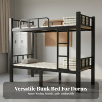 Metal Bunk Bed High Guardrail Metal Bunk Bed Frame Full-Length Guardrails Bedroom Furniture for Students, Adults, Dormitory, Dorm Room Quarters