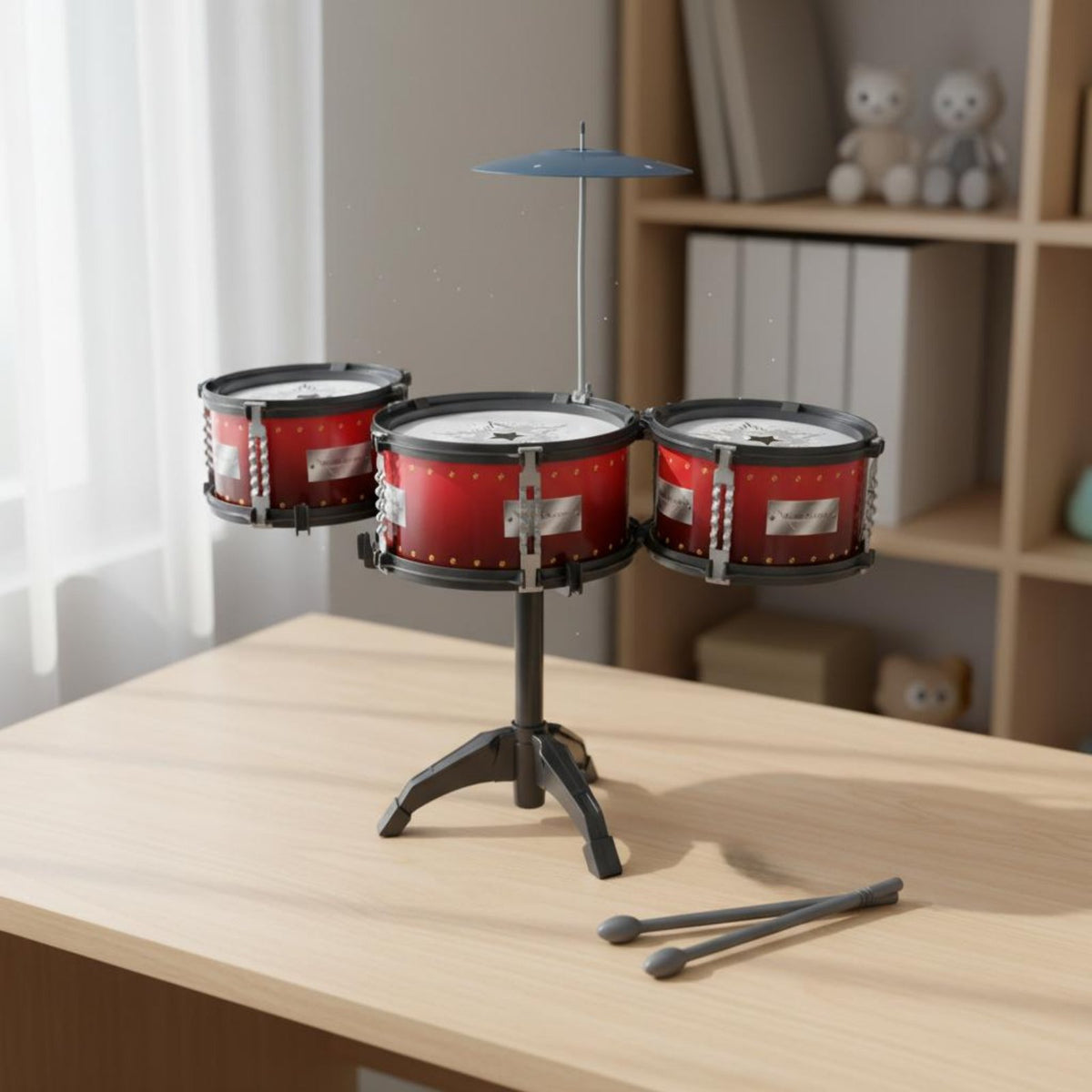 Educational Gift Toy Jazz Drum Kit Easy Assembly Children's Drum Set Stable Tripod Stand Beginner Percussion Set for Beginners
