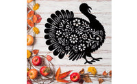 Turkey Metal Wall Art Floral Cutout Turkey Silhouette Wall Art Farmhouse Style for Autumn Harvest, Entryway, Dining Room
