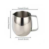 Pouring Spout Milk Frothing Pitcher Polished Finish Coffee Frothing Pitcher Side Handle Stainless Steel Milk Jug Rounded Body for Cafe