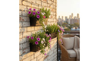 3 Pieces Wall Planter with Hooks Rectangular Wall-Attached Planter Easy to Install for Gardeners, Balcony, Fence