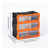Orange Frame Small Parts Organizer Compact 6-Drawer Storage Box