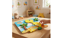 Smooth Surface Wooden Shape Puzzle Board Cartoon Style 3D Jigsaw Puzzle Board Colorful Educational for Children