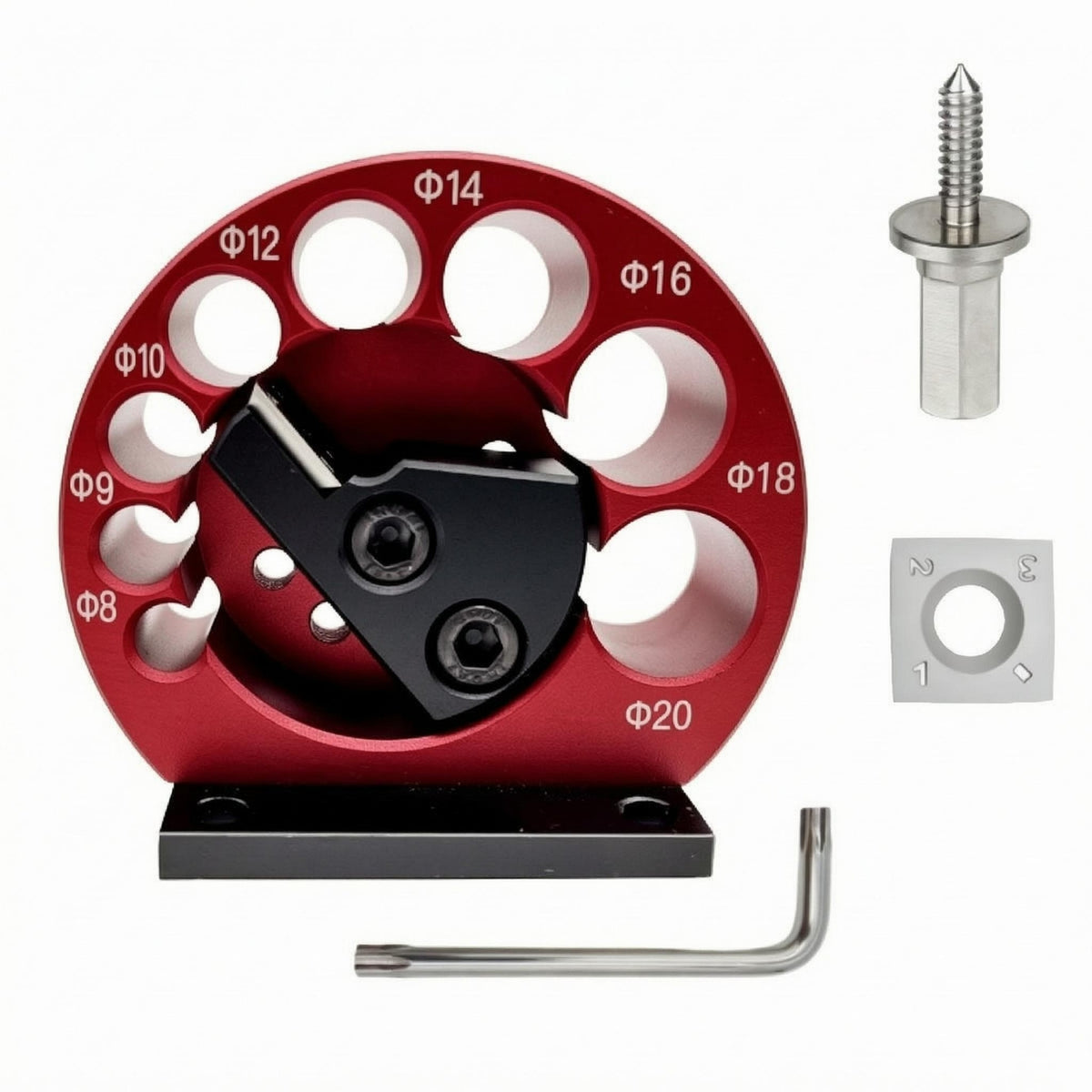 Adjustable 8-Hole Rounder Tool Removable Wrench Bench-Mount Dowel Rounder Compact Round Wood Rod Shaper
