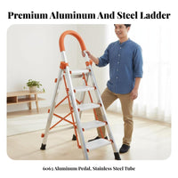 Foldable Folding Step Ladder Space-Saving Multi-Purpose Folding Ladder Anti-Slip Steps Portable Step Stool with Handle Stable for Homeowners, Adults, DIY Enthusiasts, Indoor, Kitchen, Garage, Garden