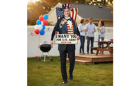 Halloween Party Uncle Patriotic Figure Poster Costume Funny Uncle Patriotic Figure Costume Stage Performance Patriotic Cosplay Outfit Red White Blue for Adults, Kids, Performance