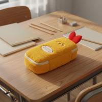 Fried Prawn Pencil Case Large Capacity Fuzzy Battered Pen Pouch Cute Design Cartoon Prawn Stationery Bag for Students, Kids, School, Office