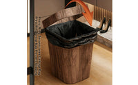 Wood-Grain Open-Top Trash Bin Modern Tapered Wastebasket Minimalist Trash Bin with Inner Liner Textured for Bedroom, Living Room, Office