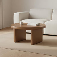 2 Pieces Round Nesting Coffee Tables Thick Surface Modern White Side Tables Living Room Furniture for Home