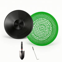 4 Pieces Gold Panning Kit with Hand Tools Essential Metal Pan with Classifier Screen Portable Classifier Screen for Outdoor Prospecting