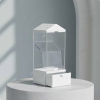 Easy Top Refill Automatic Bird Feeder Clear View Husk Separating Food Dispenser Large Capacity for Cockatiel Owners, Indoor