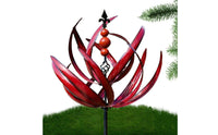Decorative Blue Metal Wind Whirligig Gift Idea Metal Wind Whirligig Rotating Garden Pinwheel Weather Resistant for Yard