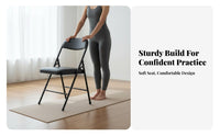 Foldable and Portable Iyengar Mind-Body Practice Chair Reinforced Frame Folding Mind-Body Practice Chair Non-Slip Feet Backbend Support Bench for Home Practice