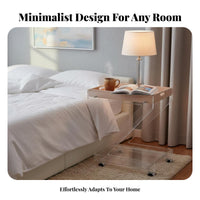 Clear Design Transparent C-Shaped Nightstand Movable with casters Sofa Side Table Modern aesthetic Rolling Cart Mobile for Apartment Dwellers, Remote Workers, Living Room, Couchside, Bedroom, Small Spaces