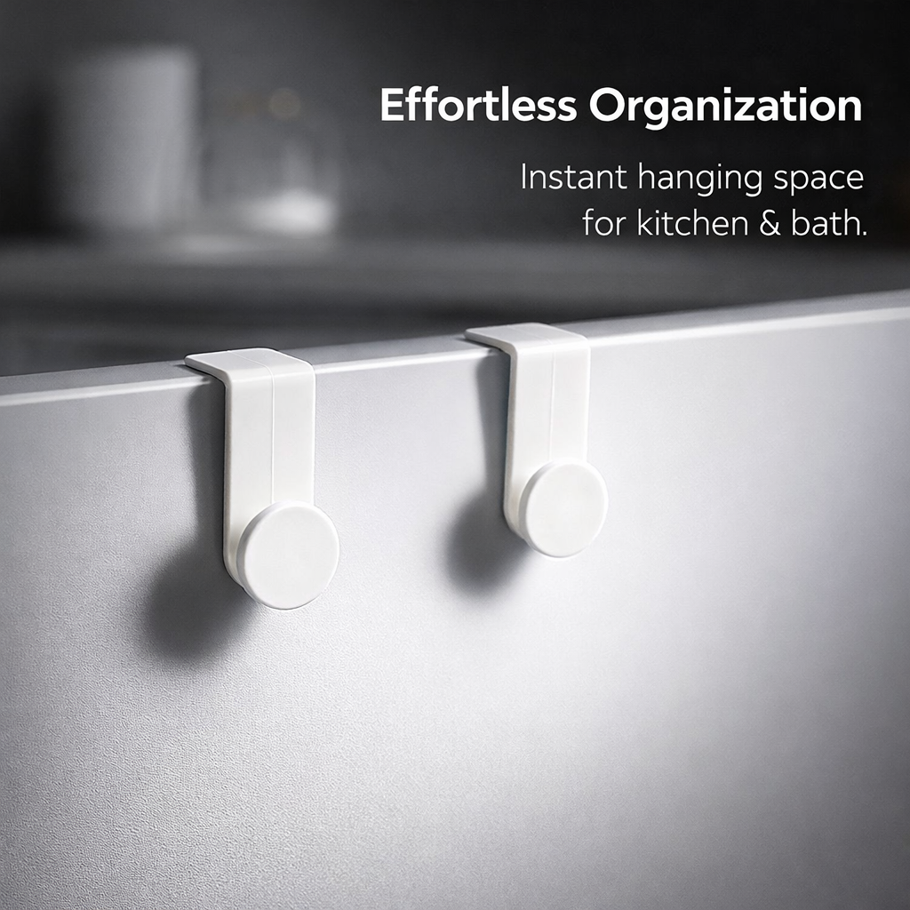 Storage Hook for Kitchen Organization Over the Door, Single for Students and Home Use, No Drill the Towel for Closet