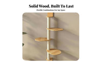 Solid Wood Wall-Mounted Cat Climbing Frame Space-Saving Wooden Cat Wall Furniture Multi-Level Design Kitty Climbing System Easy to Install for Apartment Dwellers, Pet Lovers, Apartments, Indoors, Living Room, Bedroom
