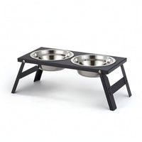 Foldable Dog Feeding Station Stainless Steel Raised Pet Feeder with Bowls Elevated Dog Bowl Stand Collapsible Raised Pet Feeder