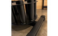 Matte Black Rotating Barbell Rack Compact Metal Barbell Storage Rack Industrial Space-Saving Design