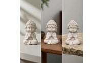 Meditating Buddha Figurine Stone-Look Sculpture Compact for Tea Table, Altar