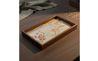 Embroidery Embroidered Wooden Tray Vintage Charm Wood Frame Tray Raised Edges for Tea Table