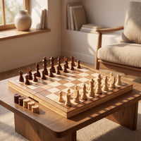 Portable Wooden Chess Set Carved Foldable Chess Set Compact Travel for Beginners, Classroom