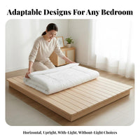 Levitating Low-Profile Bed Frame Headboardless Design Levitating Bed Frame with Illuminated Lights Minimalist and Design Bedroom Furniture for Adults