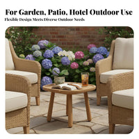 Waterproof Round Slatted Side Table Resistant Outdoor Furnishing full Wood Construction Easy to Clean for Interior Designers, Hotel Managers, Garden, Patio, Balcony, waterfront area