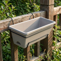 Plant Pots and Strawberry Planter for Outdoor Use, Resin Flower Pots with Drainage Tray and Fence Planter Hooks, 50cm Length Flower Box