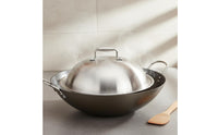 Universal Wok Lid Rust Resistant Stainless Steel Wok Lid Easy to Polished Metal Frying Pot Lid for Stovetop