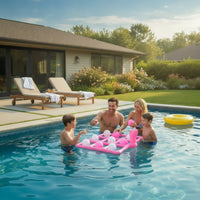 Interactive Inflatable Flamingo Toss Game Screen-Unplugged Pool Buoyant Mat with Toss Game Lightweight Toss and Toe Toe Pool Buoyant Mat Outdoor for Children, Adults