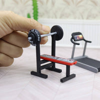 1/12 Scale Miniature Bench Press, Compact Size Tiny Fitness Equipment Model, Realistic Barbell Weight Set for Dollhouse Gym, Diorama Makers, Sand Table Scene, Hobbyist Accessories