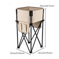 Portable Foldable Storage Rack Metal Frame Textile Storage Bin Open Top Bin Shelf Organizer Cylindrical for Outdoor