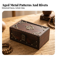 Vintage Wooden Box Classic Keepsake Box Chest Organizer Metal Latch Carved Details