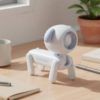 Shape-Changing Design Dog-Shaped Fan 2 Way Use Turbine Design Fan 3 Speed Settings Lightweight for Children, Desk, Travel, Office